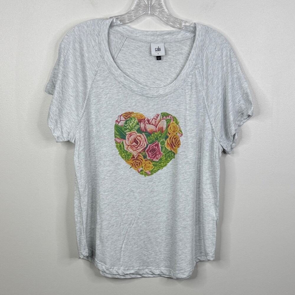 Cabi #5932 Botanical Tee Gray Floral Heart Shirt Limited Edition Women’s Small S